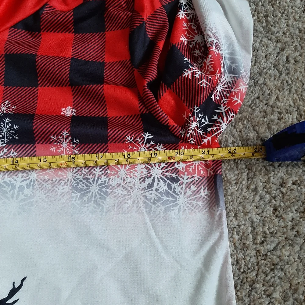 Rotita - So cute! Snowman Print Drawstring Red Sweatshirt - Size: L - Picture 7 of 9